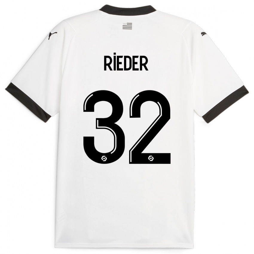 Kinder Fabian Rieder #32 Weiß Auswärtstrikot Trikot 2023/24 T-Shirt Schweiz