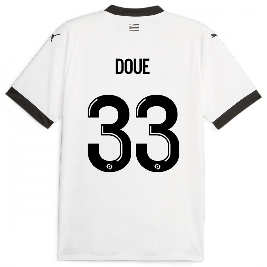 Enfant Maillot Désiré Doué #33 Blanc Tenues Extérieur 2023/24 T-Shirt Suisse