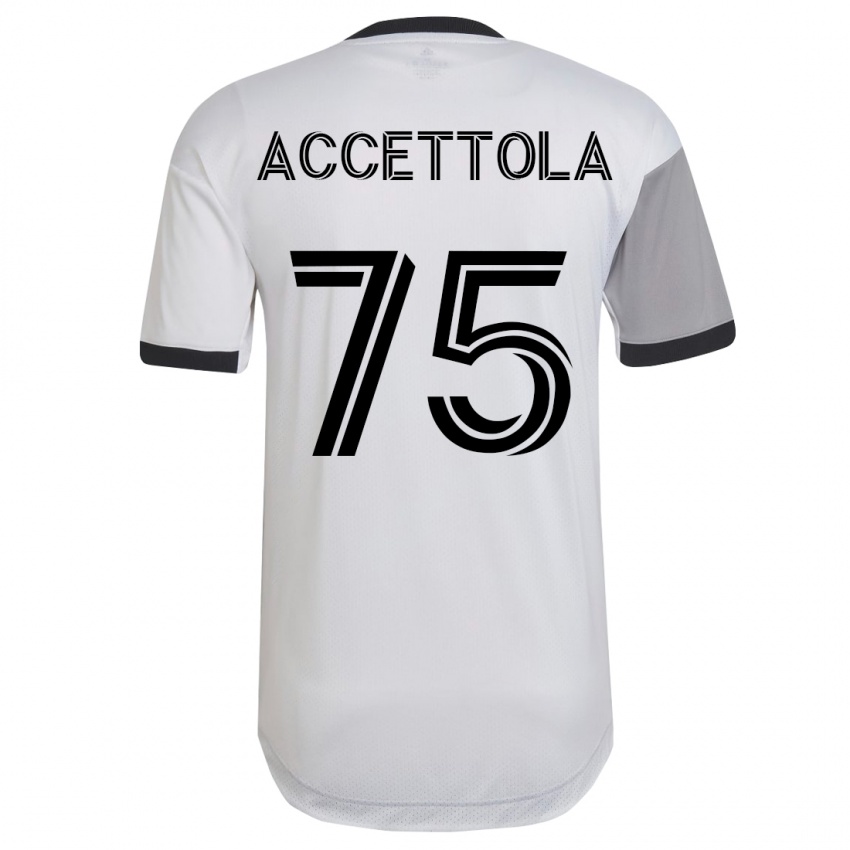Enfant Maillot Luca Accettola #75 Blanc Tenues Extérieur 2023/24 T-Shirt Suisse