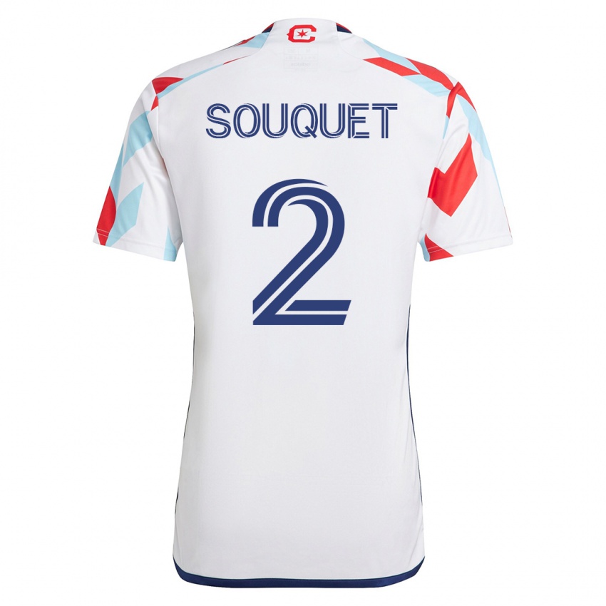 Enfant Maillot Arnaud Souquet #2 Blanc Bleu Tenues Extérieur 2023/24 T-Shirt Suisse