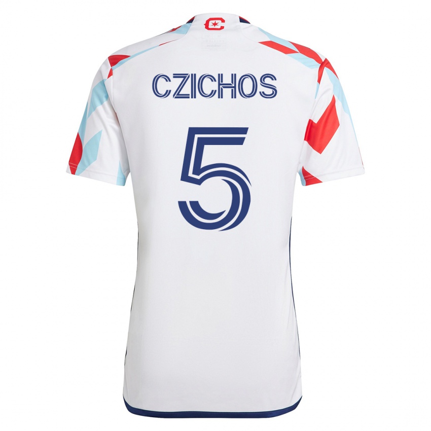 Enfant Maillot Rafael Czichos #5 Blanc Bleu Tenues Extérieur 2023/24 T-Shirt Suisse