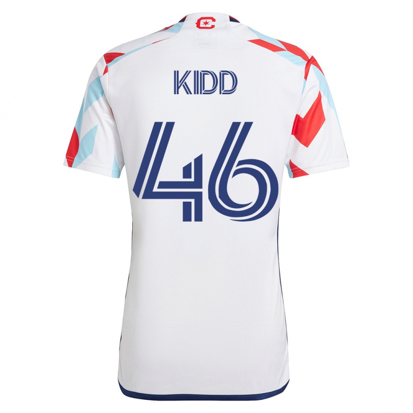 Enfant Maillot Matteo Kidd #46 Blanc Bleu Tenues Extérieur 2023/24 T-Shirt Suisse
