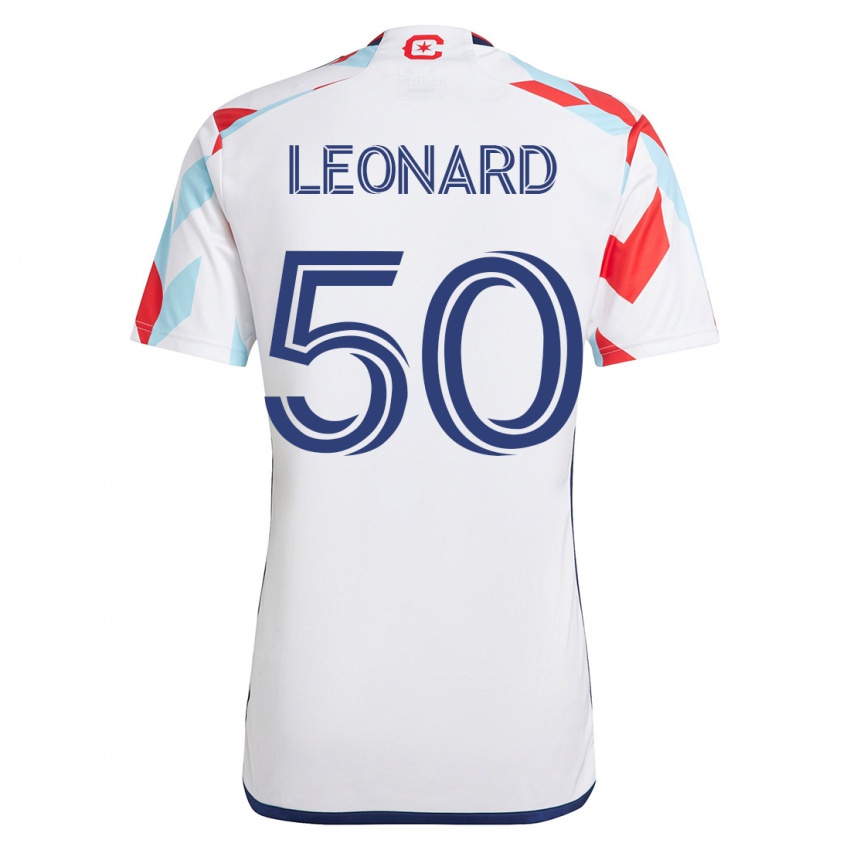 Enfant Maillot Eric Leonard #50 Blanc Bleu Tenues Extérieur 2023/24 T-Shirt Suisse