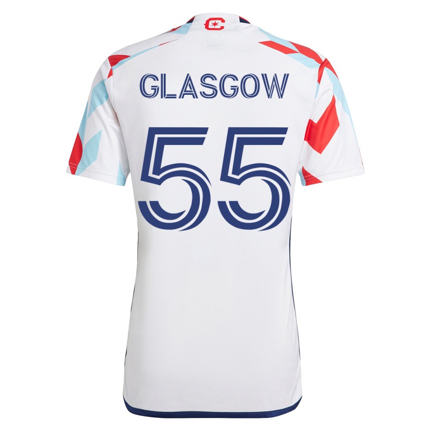 Enfant Maillot Omari Glasgow #55 Blanc Bleu Tenues Extérieur 2023/24 T-Shirt Suisse