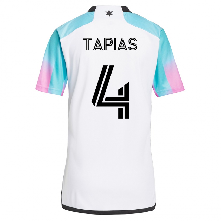 Enfant Maillot Miguel Tapias #4 Blanc Tenues Extérieur 2023/24 T-Shirt Suisse