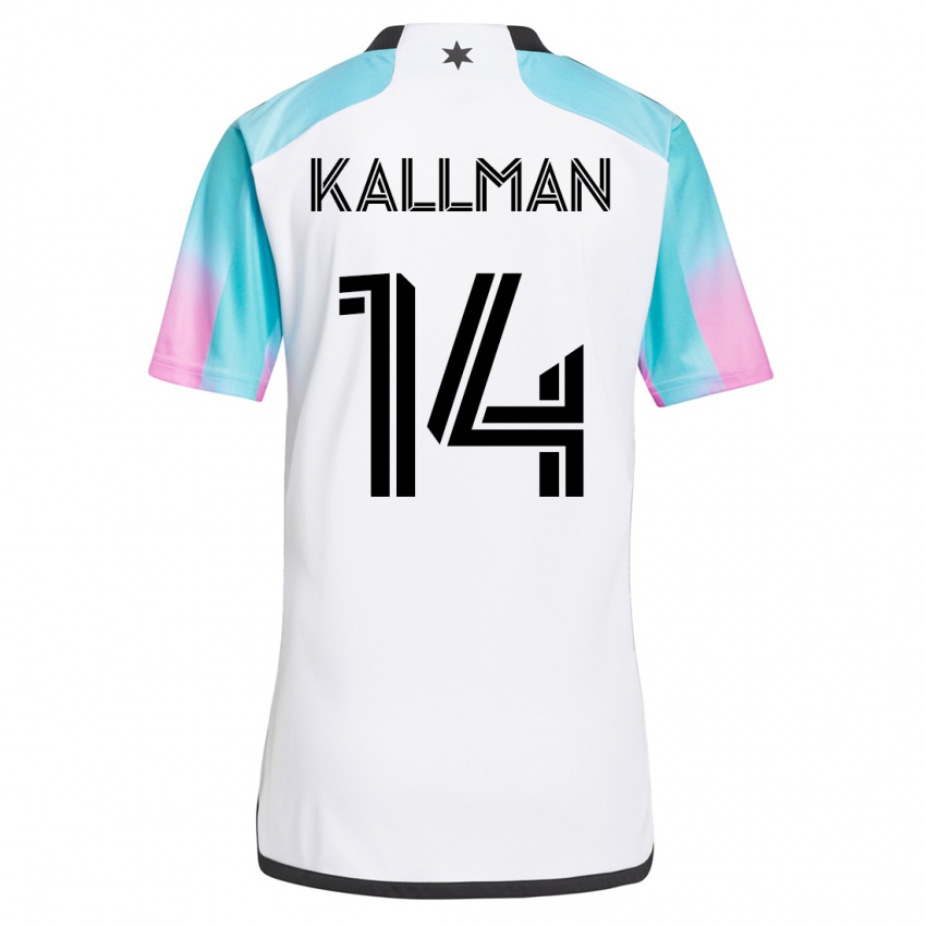 Enfant Maillot Brent Kallman #14 Blanc Tenues Extérieur 2023/24 T-Shirt Suisse