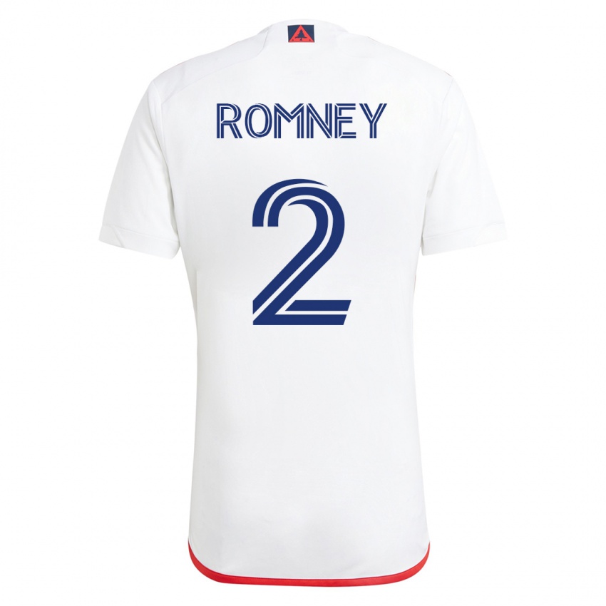 Enfant Maillot Dave Romney #2 Blanc Rouge Tenues Extérieur 2023/24 T-Shirt Suisse