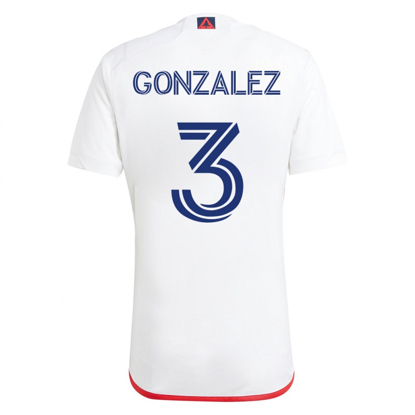 Enfant Maillot Omar González #3 Blanc Rouge Tenues Extérieur 2023/24 T-Shirt Suisse