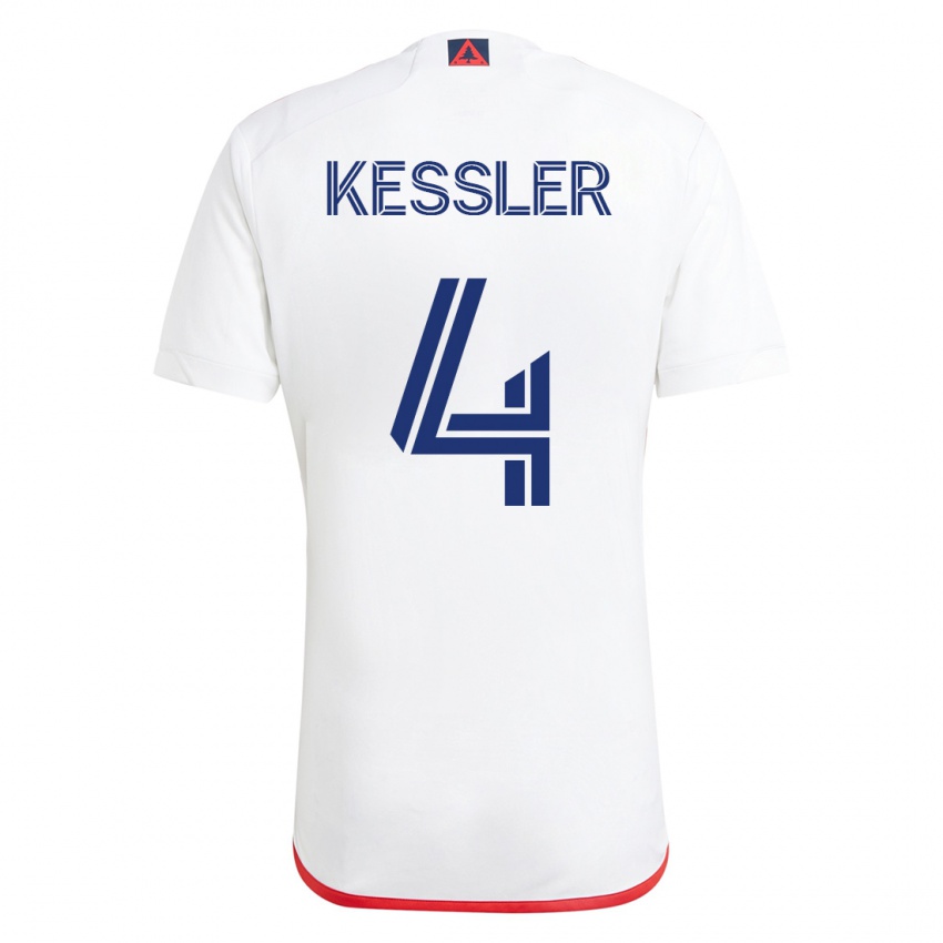 Enfant Maillot Henry Kessler #4 Blanc Rouge Tenues Extérieur 2023/24 T-Shirt Suisse