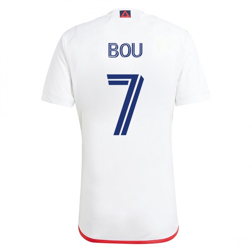 Enfant Maillot Gustavo Bou #7 Blanc Rouge Tenues Extérieur 2023/24 T-Shirt Suisse