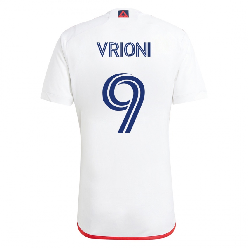 Enfant Maillot Giacomo Vrioni #9 Blanc Rouge Tenues Extérieur 2023/24 T-Shirt Suisse