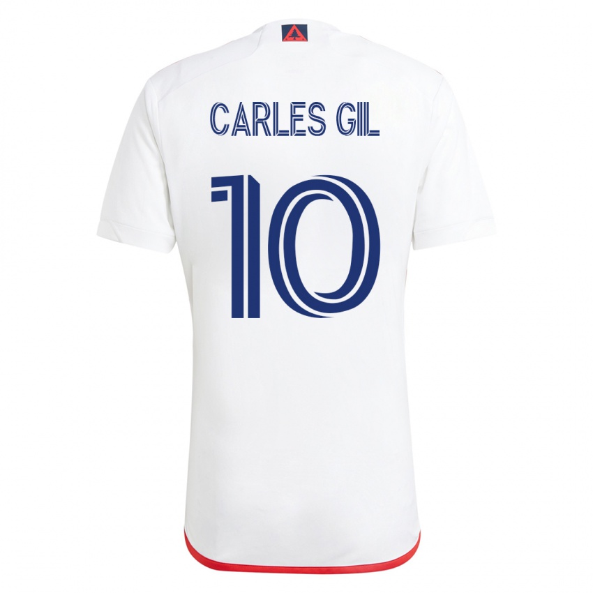 Enfant Maillot Carles Gil #10 Blanc Rouge Tenues Extérieur 2023/24 T-Shirt Suisse