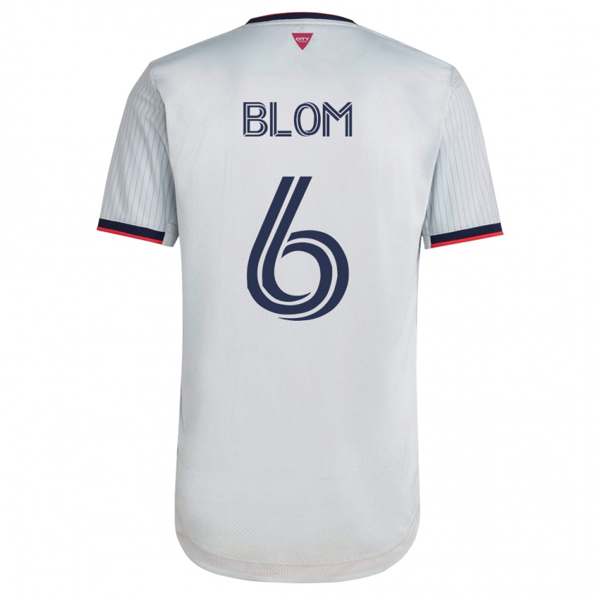 Enfant Maillot Njabulo Blom #6 Blanc Tenues Extérieur 2023/24 T-Shirt Suisse