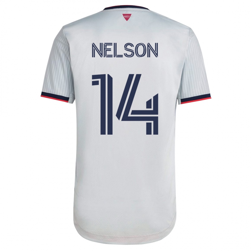 Enfant Maillot John Nelson #14 Blanc Tenues Extérieur 2023/24 T-Shirt Suisse