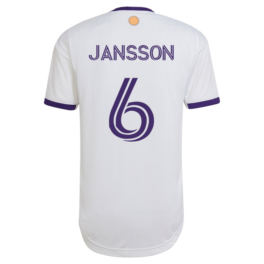 Enfant Maillot Robin Jansson #6 Blanc Tenues Extérieur 2023/24 T-Shirt Suisse