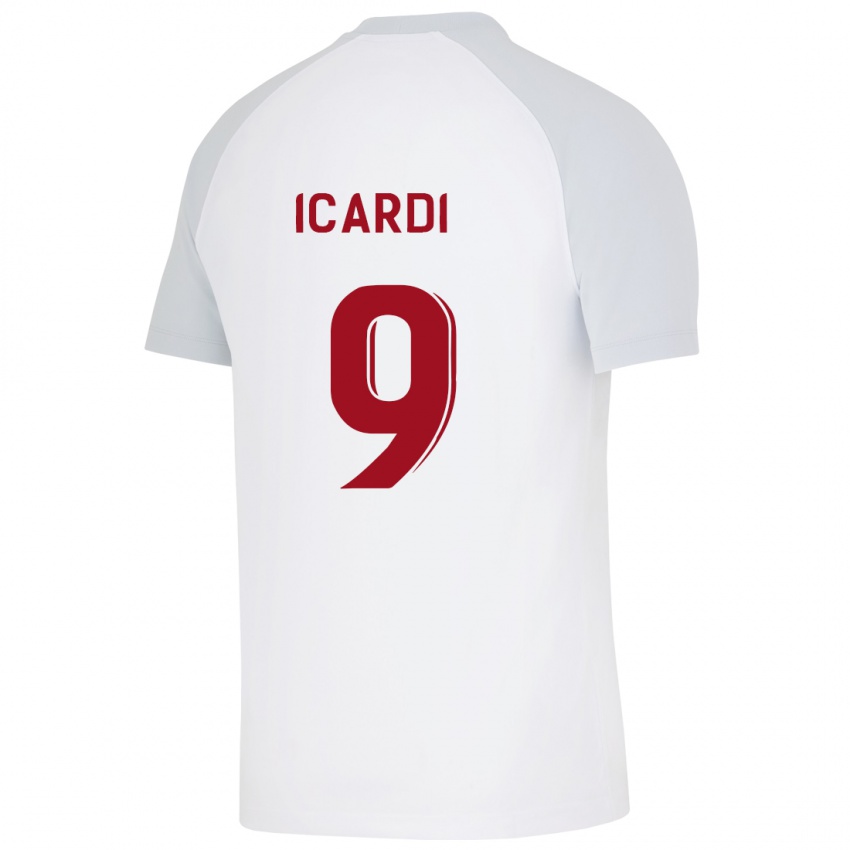 Enfant Maillot Mauro Icardi #9 Blanc Tenues Extérieur 2023/24 T-Shirt Suisse
