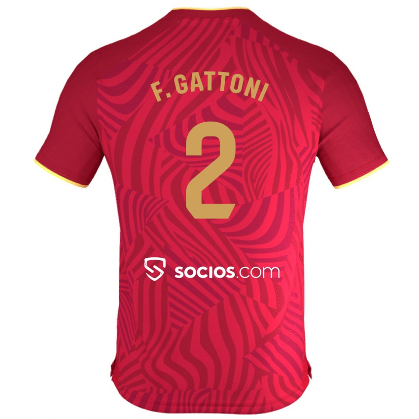 Enfant Maillot Federico Gattoni #2 Rouge Tenues Extérieur 2023/24 T-Shirt Suisse