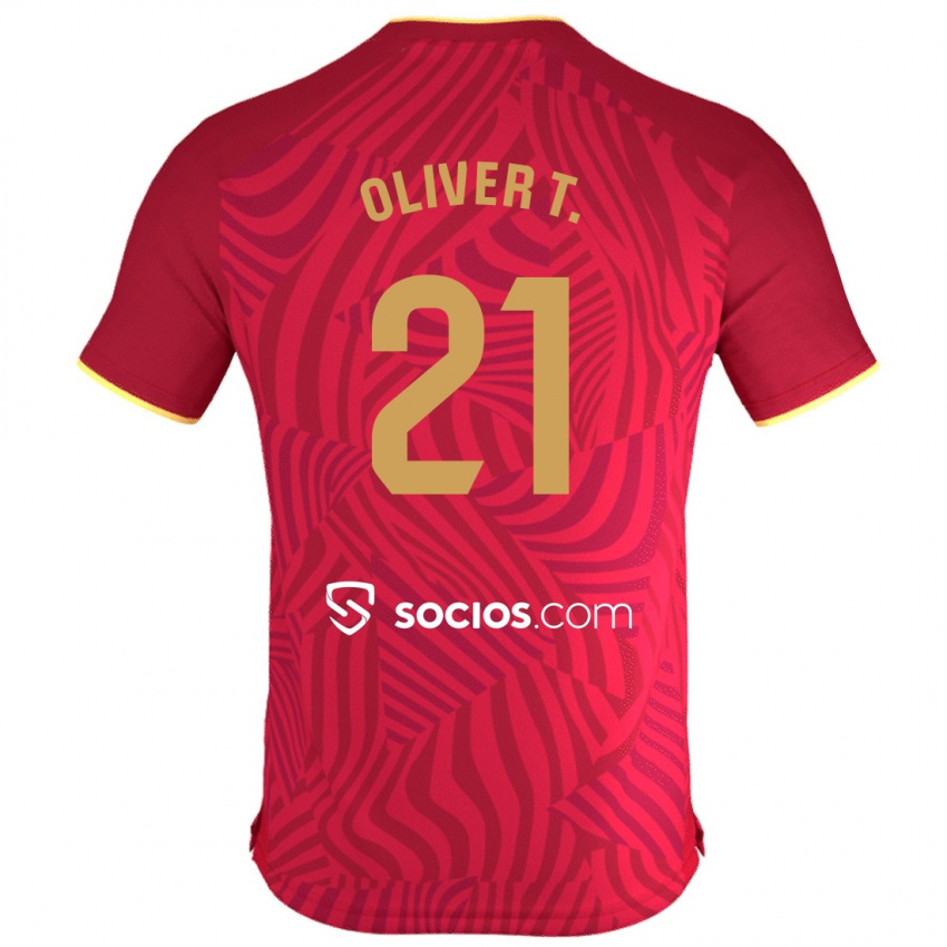 Enfant Maillot Óliver Torres #21 Rouge Tenues Extérieur 2023/24 T-Shirt Suisse
