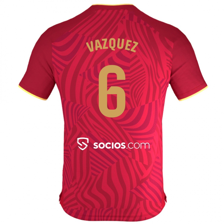 Enfant Maillot Manolo Vázquez #6 Rouge Tenues Extérieur 2023/24 T-Shirt Suisse