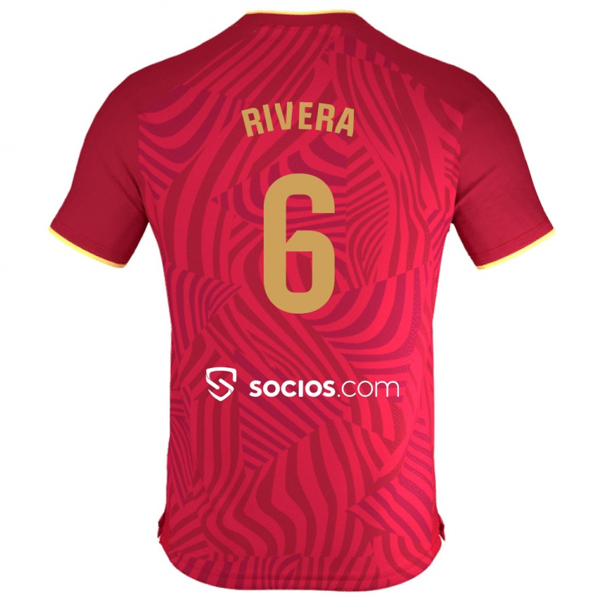 Enfant Maillot Pablo Rivera #6 Rouge Tenues Extérieur 2023/24 T-Shirt Suisse