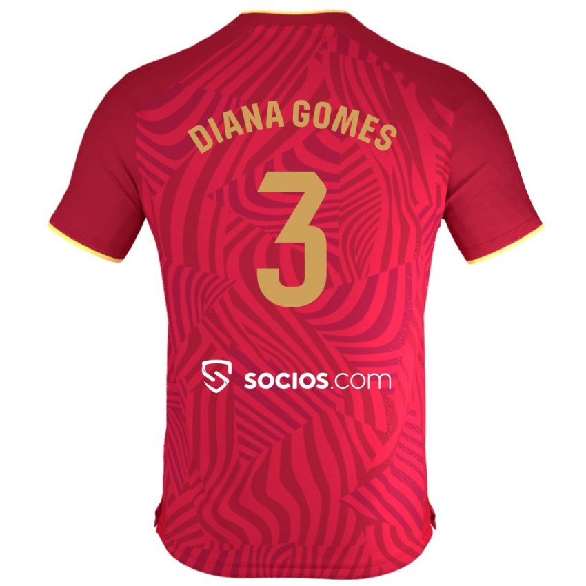 Enfant Maillot Diana Catarina Ribeiro Gomes #3 Rouge Tenues Extérieur 2023/24 T-Shirt Suisse
