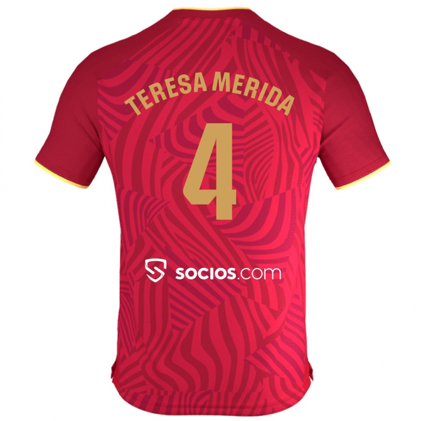 Enfant Maillot Teresa Merida #4 Rouge Tenues Extérieur 2023/24 T-Shirt Suisse