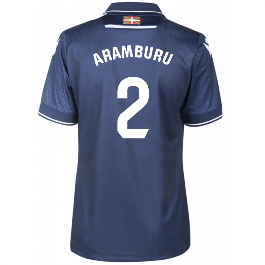 Enfant Maillot Jon Aramburu #2 Marin Tenues Extérieur 2023/24 T-Shirt Suisse