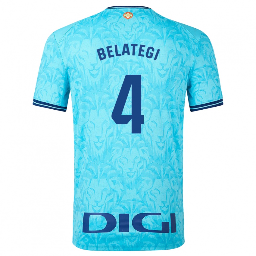 Enfant Maillot Danel Belategi #4 Bleu Ciel Tenues Extérieur 2023/24 T-Shirt Suisse