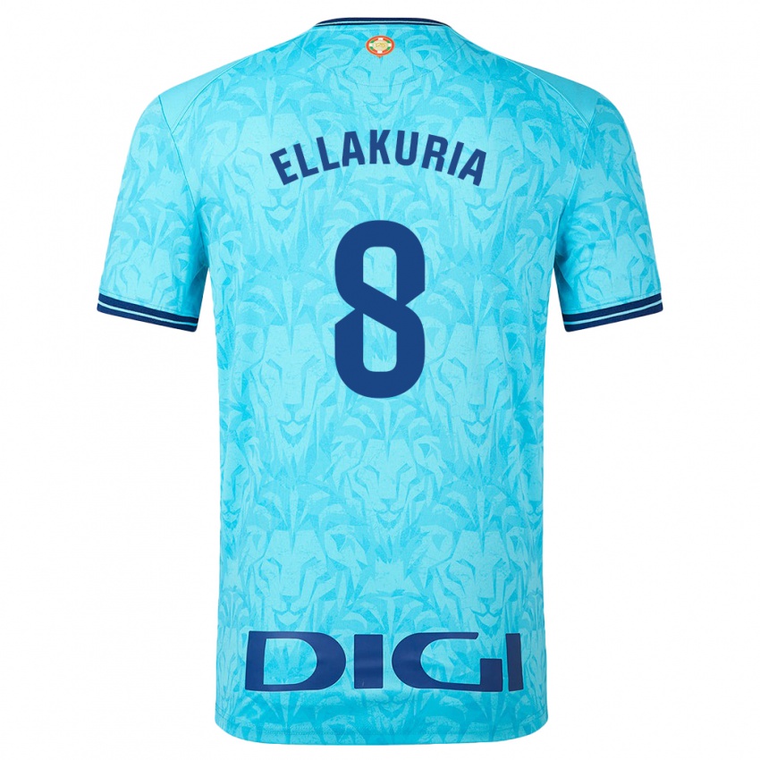 Enfant Maillot Eneko Ellakuria #8 Bleu Ciel Tenues Extérieur 2023/24 T-Shirt Suisse