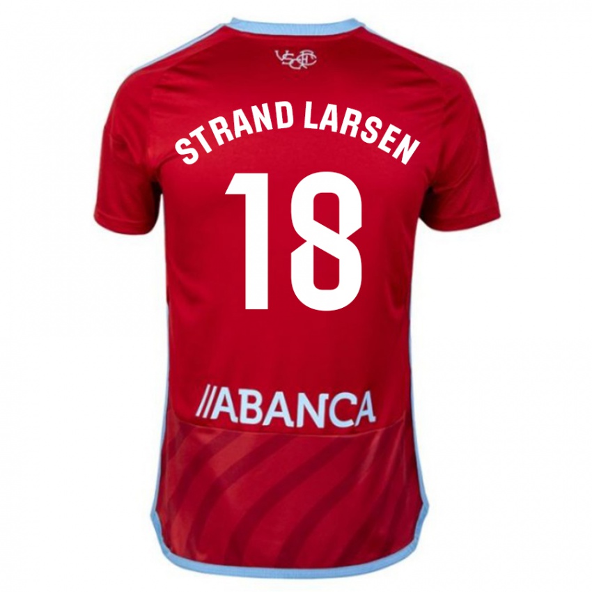 Enfant Maillot Jørgen Strand Larsen #18 Rouge Tenues Extérieur 2023/24 T-Shirt Suisse