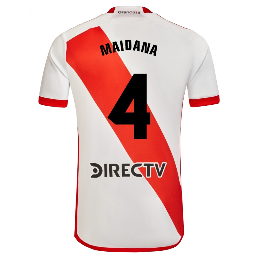 Homme Maillot Jonatan Maidana #4 Blanc Rouge Tenues Domicile 2023/24 T-Shirt Suisse