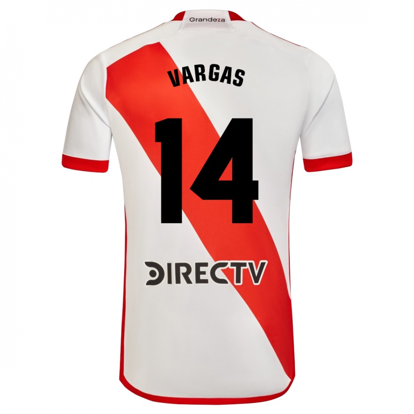 Homme Maillot Agustina Vargas #14 Blanc Rouge Tenues Domicile 2023/24 T-Shirt Suisse