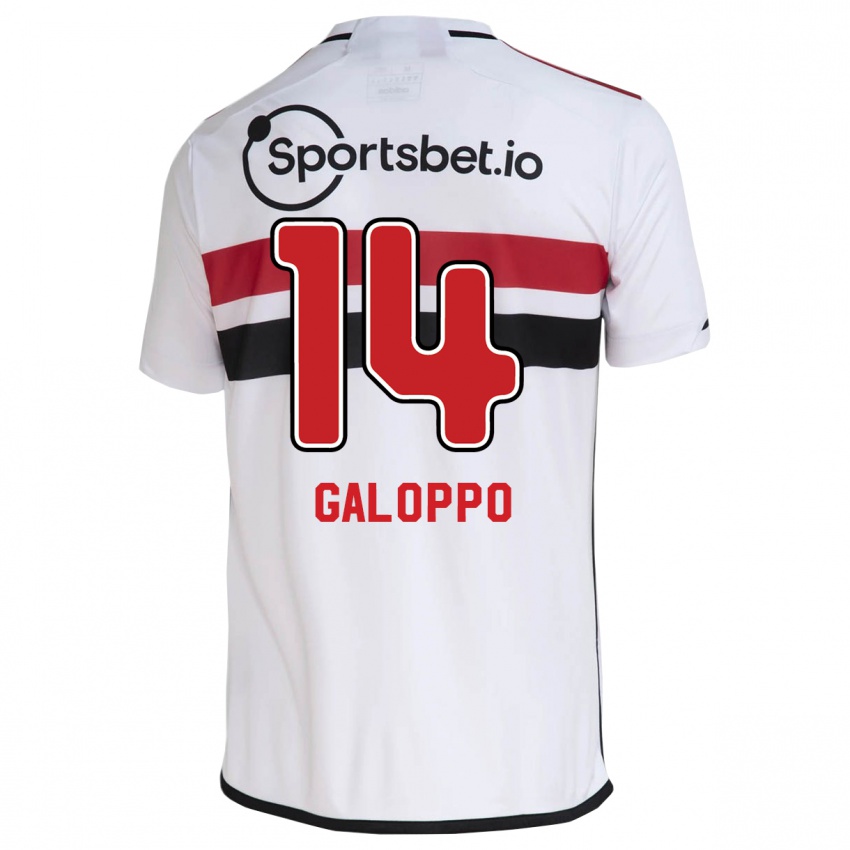 Homme Maillot Giuliano Galoppo #14 Blanc Tenues Domicile 2023/24 T-Shirt Suisse