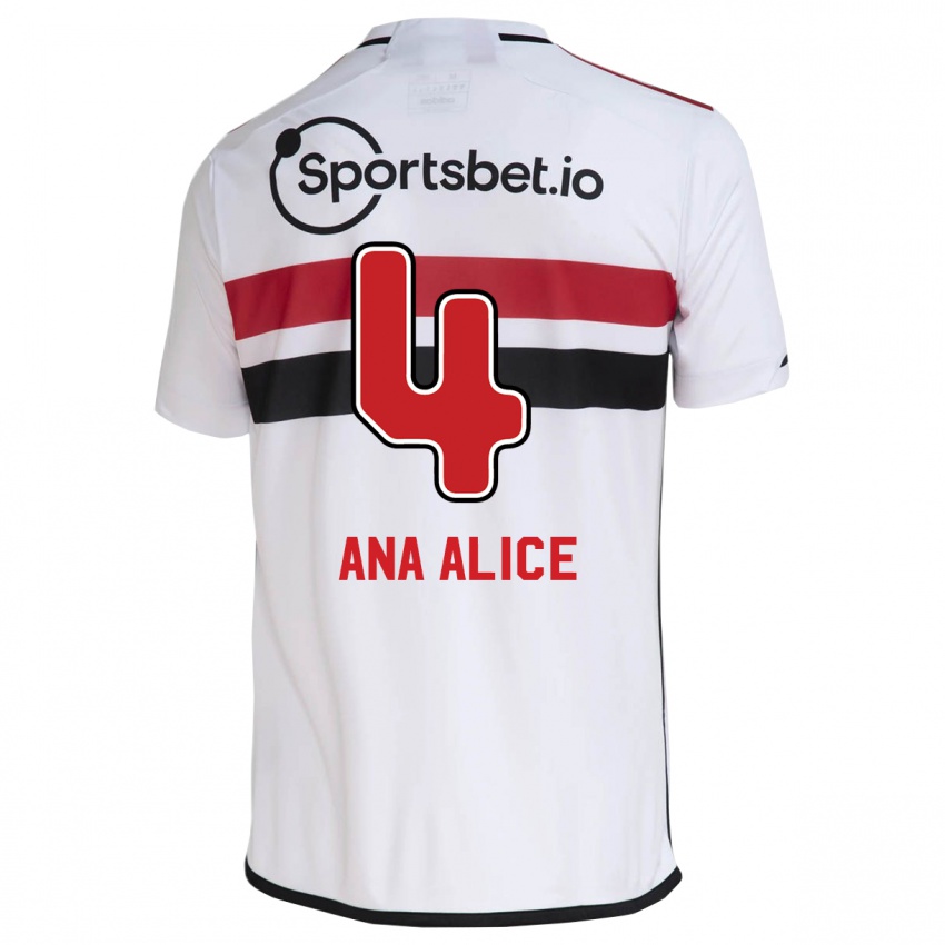 Homme Maillot Ana Alice Luciano Da Silva #4 Blanc Tenues Domicile 2023/24 T-Shirt Suisse
