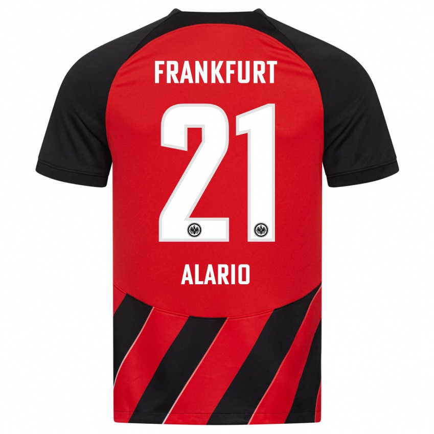 Herren Lucas Alario #21 Rot Schwarz Heimtrikot Trikot 2023/24 T-Shirt Schweiz