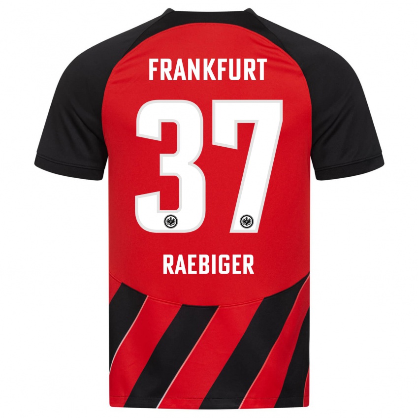 Herren Sidney Raebiger #37 Rot Schwarz Heimtrikot Trikot 2023/24 T-Shirt Schweiz