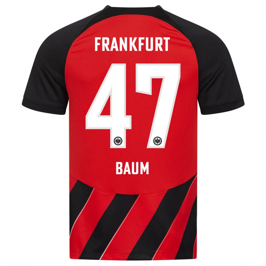 Herren Elias Baum #47 Rot Schwarz Heimtrikot Trikot 2023/24 T-Shirt Schweiz