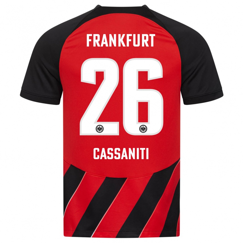 Homme Maillot Nino Cassaniti #26 Rouge Noir Tenues Domicile 2023/24 T-Shirt Suisse