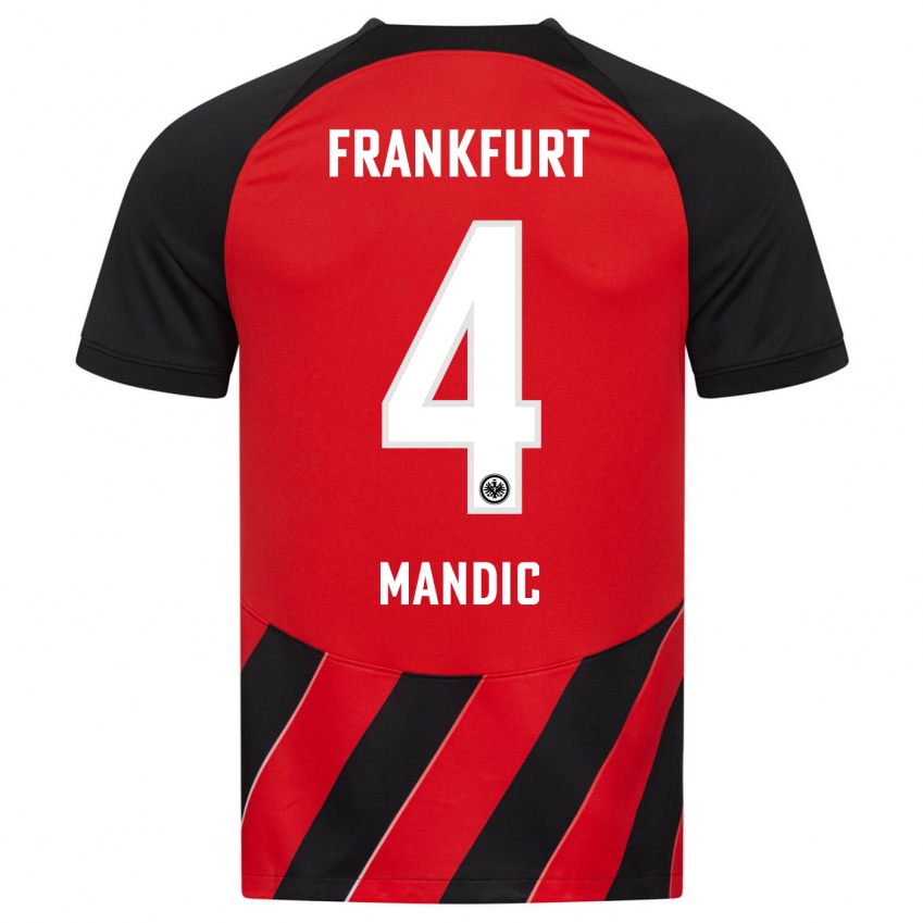 Herren Kristian Mandic #4 Rot Schwarz Heimtrikot Trikot 2023/24 T-Shirt Schweiz