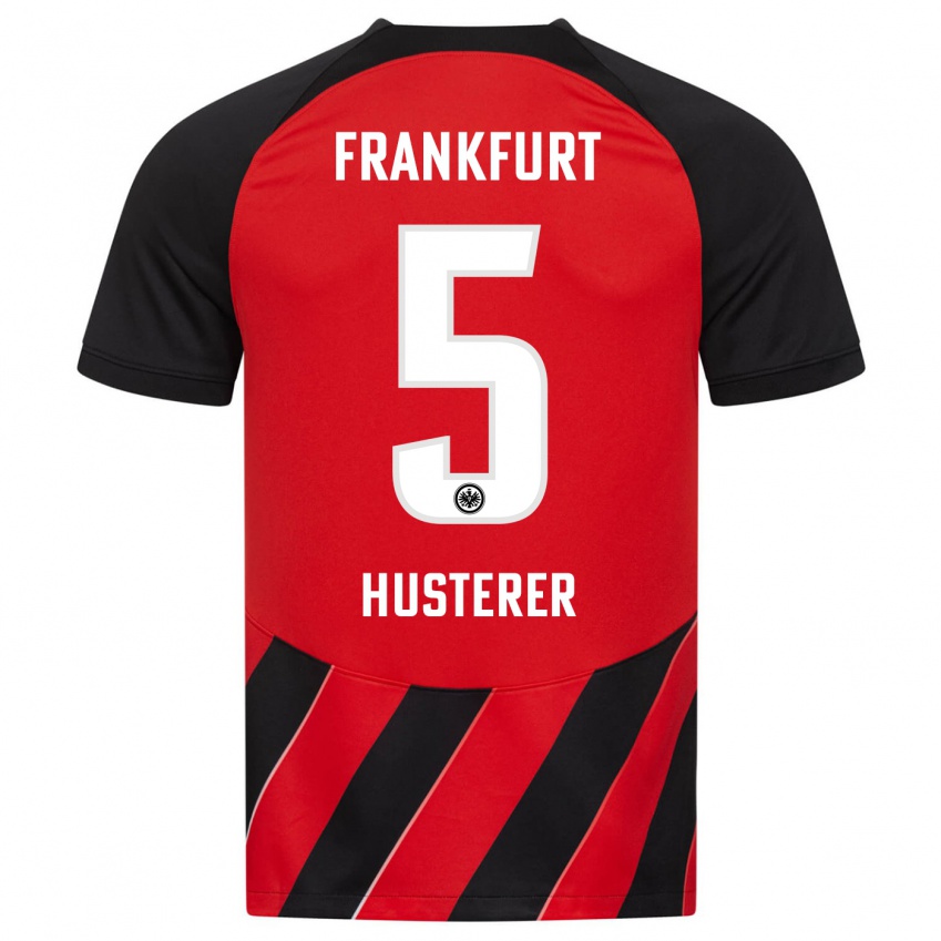 Herren Lean Husterer #5 Rot Schwarz Heimtrikot Trikot 2023/24 T-Shirt Schweiz