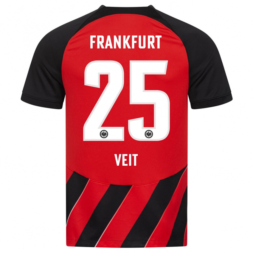 Herren Jella Veit #25 Rot Schwarz Heimtrikot Trikot 2023/24 T-Shirt Schweiz