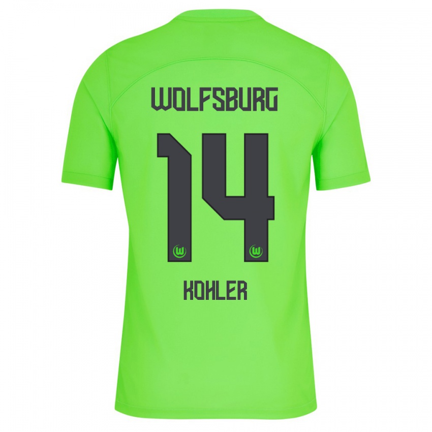 Homme Maillot Leonard Köhler #14 Vert Tenues Domicile 2023/24 T-Shirt Suisse