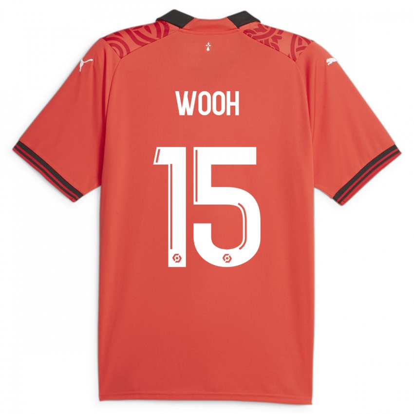Homme Maillot Christopher Wooh #15 Rouge Tenues Domicile 2023/24 T-Shirt Suisse
