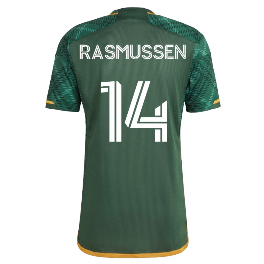 Homme Maillot Justin Rasmussen #14 Vert Tenues Domicile 2023/24 T-Shirt Suisse