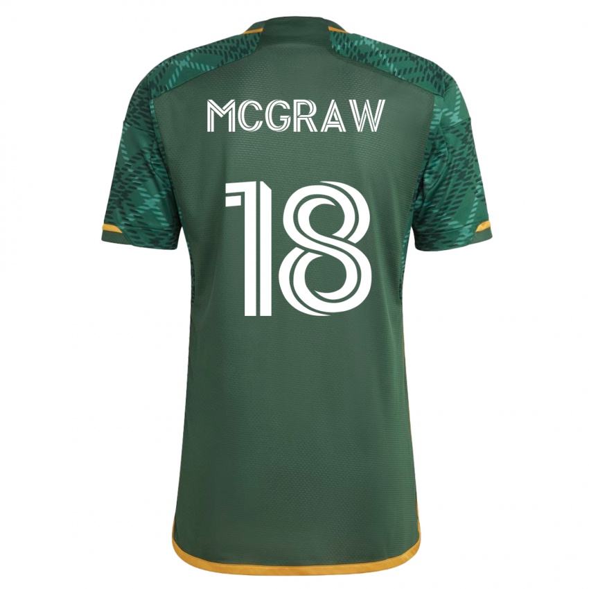 Homme Maillot Zac Mcgraw #18 Vert Tenues Domicile 2023/24 T-Shirt Suisse