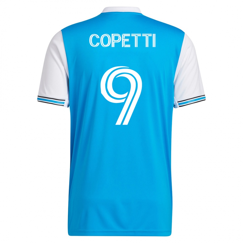 Homme Maillot Enzo Copetti #9 Bleu Tenues Domicile 2023/24 T-Shirt Suisse