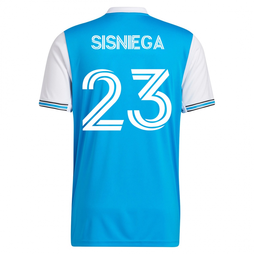 Homme Maillot Pablo Sisniega #23 Bleu Tenues Domicile 2023/24 T-Shirt Suisse