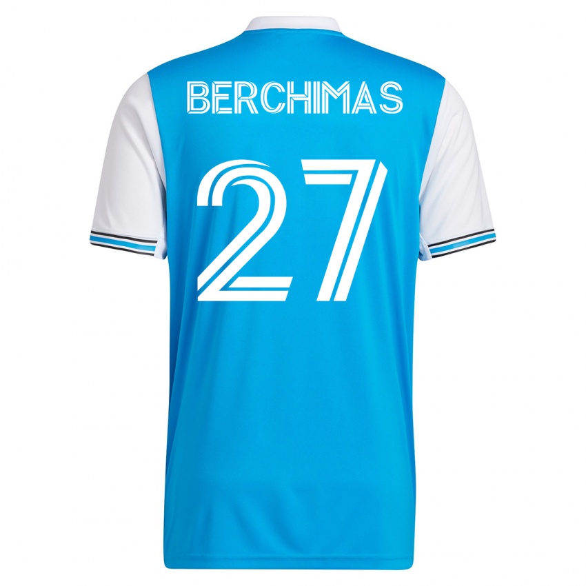 Homme Maillot Nimfasha Berchimas #27 Bleu Tenues Domicile 2023/24 T-Shirt Suisse