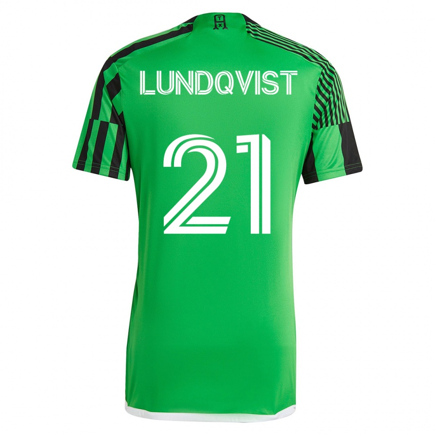 Homme Maillot Adam Lundqvist #21 Vert Noir Tenues Domicile 2023/24 T-Shirt Suisse