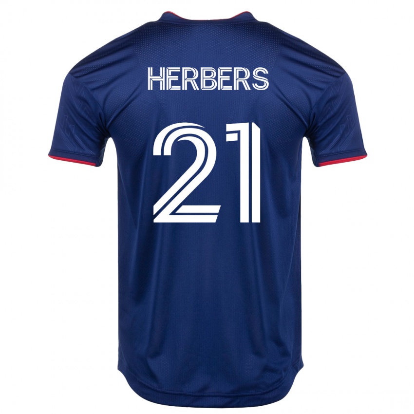 Homme Maillot Fabian Herbers #21 Marin Tenues Domicile 2023/24 T-Shirt Suisse